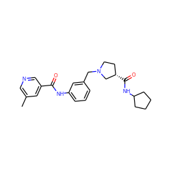 Cc1cncc(C(=O)Nc2cccc(CN3CC[C@H](C(=O)NC4CCCC4)C3)c2)c1 ZINC001772603779