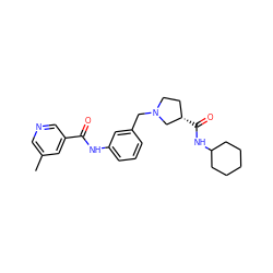 Cc1cncc(C(=O)Nc2cccc(CN3CC[C@H](C(=O)NC4CCCCC4)C3)c2)c1 ZINC001772633893