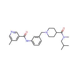 Cc1cncc(C(=O)Nc2cccc(CN3CCC(C(=O)N(C)CC(C)C)CC3)c2)c1 ZINC001772587451