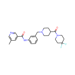 Cc1cncc(C(=O)Nc2cccc(CN3CCC(C(=O)N4CCC(F)(F)CC4)CC3)c2)c1 ZINC001772573609