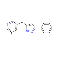 Cc1cncc(Cc2cc(-c3ccccc3)n[nH]2)c1 ZINC001772612823