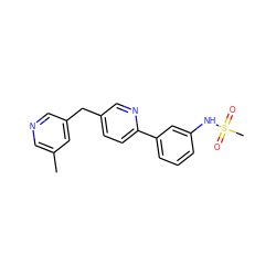 Cc1cncc(Cc2ccc(-c3cccc(NS(C)(=O)=O)c3)nc2)c1 ZINC001772636962