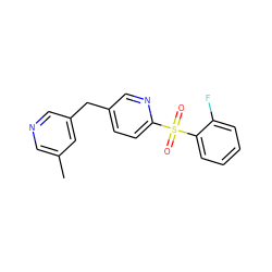 Cc1cncc(Cc2ccc(S(=O)(=O)c3ccccc3F)nc2)c1 ZINC001772625500