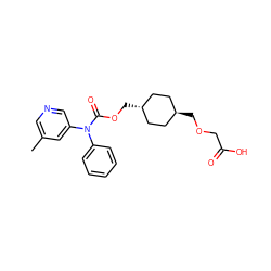 Cc1cncc(N(C(=O)OC[C@H]2CC[C@H](COCC(=O)O)CC2)c2ccccc2)c1 ZINC001772588511