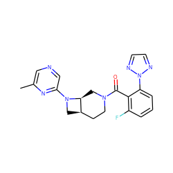 Cc1cncc(N2C[C@@H]3CCN(C(=O)c4c(F)cccc4-n4nccn4)C[C@@H]32)n1 ZINC000116826341