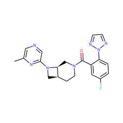 Cc1cncc(N2C[C@@H]3CCN(C(=O)c4cc(F)ccc4-n4nccn4)C[C@@H]32)n1 ZINC000149942215