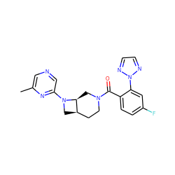 Cc1cncc(N2C[C@@H]3CCN(C(=O)c4ccc(F)cc4-n4nccn4)C[C@@H]32)n1 ZINC000150027479