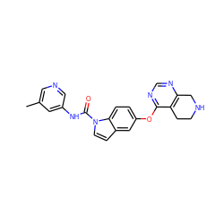 Cc1cncc(NC(=O)n2ccc3cc(Oc4ncnc5c4CCNC5)ccc32)c1 ZINC000201315190