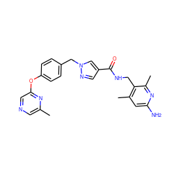 Cc1cncc(Oc2ccc(Cn3cc(C(=O)NCc4c(C)cc(N)nc4C)cn3)cc2)n1 ZINC000114079690