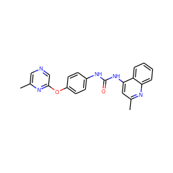 Cc1cncc(Oc2ccc(NC(=O)Nc3cc(C)nc4ccccc34)cc2)n1 ZINC000064446842