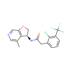 Cc1cncc2c1[C@H](NC(=O)Cc1cccc(C(F)(F)F)c1Cl)CO2 ZINC000146562494