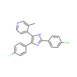 Cc1cnccc1-c1[nH]c(-c2ccc(Cl)cc2)nc1-c1ccc(F)cc1 ZINC000026567417