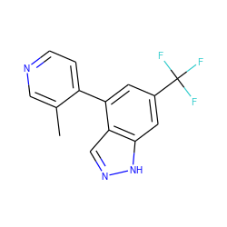 Cc1cnccc1-c1cc(C(F)(F)F)cc2[nH]ncc12 ZINC000204911738