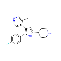 Cc1cnccc1-c1cc(C2CCN(C)CC2)[nH]c1-c1ccc(F)cc1 ZINC000028467542