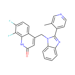 Cc1cnccc1-c1nc2ccccc2n1Cc1cc(=O)[nH]c2c(F)c(F)ccc12 ZINC000072109320