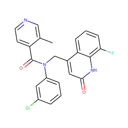 Cc1cnccc1C(=O)N(Cc1cc(=O)[nH]c2c(F)cccc12)c1cccc(Cl)c1 ZINC000040896738