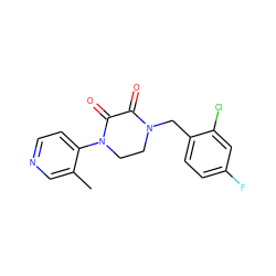 Cc1cnccc1N1CCN(Cc2ccc(F)cc2Cl)C(=O)C1=O ZINC000095565360