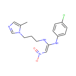 Cc1cncn1CCCN/C(=C\[N+](=O)[O-])Nc1ccc(Cl)cc1 ZINC000101285205