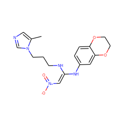 Cc1cncn1CCCN/C(=C\[N+](=O)[O-])Nc1ccc2c(c1)OCCO2 ZINC000101285212