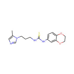 Cc1cncn1CCCNC(=S)Nc1ccc2c(c1)OCCO2 ZINC000096271500