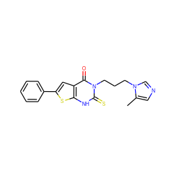 Cc1cncn1CCCn1c(=S)[nH]c2sc(-c3ccccc3)cc2c1=O ZINC000043200981