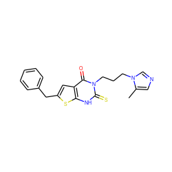 Cc1cncn1CCCn1c(=S)[nH]c2sc(Cc3ccccc3)cc2c1=O ZINC000043200983