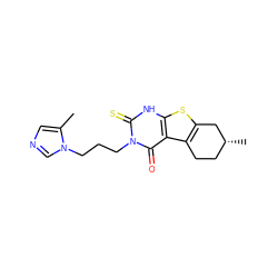 Cc1cncn1CCCn1c(=S)[nH]c2sc3c(c2c1=O)CC[C@@H](C)C3 ZINC000138325208