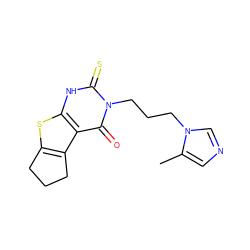 Cc1cncn1CCCn1c(=S)[nH]c2sc3c(c2c1=O)CCC3 ZINC000138325089