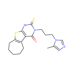 Cc1cncn1CCCn1c(=S)[nH]c2sc3c(c2c1=O)CCCCC3 ZINC000138325444