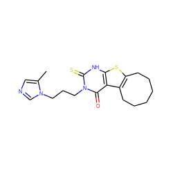 Cc1cncn1CCCn1c(=S)[nH]c2sc3c(c2c1=O)CCCCCC3 ZINC000138341644