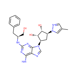 Cc1cnn([C@H]2C[C@@H](n3cnc4c(N)nc(N[C@H](CO)Cc5ccccc5)nc43)[C@H](O)[C@@H]2O)c1 ZINC000045339293