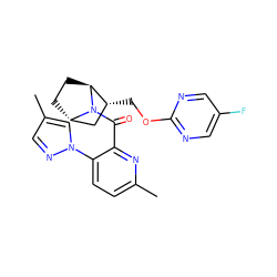 Cc1cnn(-c2ccc(C)nc2C(=O)N2[C@H]3CC[C@H]2[C@H](COc2ncc(F)cn2)C3)c1 ZINC000226041950