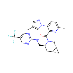 Cc1cnn(-c2ccc(C)nc2C(=O)N2C[C@@H]3C[C@@H]3C[C@H]2CNc2ncc(C(F)(F)F)cn2)c1 ZINC000096917233