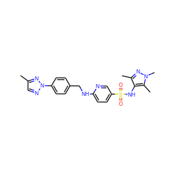 Cc1cnn(-c2ccc(CNc3ccc(S(=O)(=O)Nc4c(C)nn(C)c4C)cn3)cc2)n1 ZINC001772571938