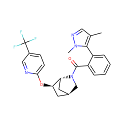 Cc1cnn(C)c1-c1ccccc1C(=O)N1C[C@H]2C[C@@H](Oc3ccc(C(F)(F)F)cn3)[C@H]1C2 ZINC000221912911