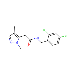 Cc1cnn(C)c1CC(=O)NCc1ccc(Cl)cc1Cl ZINC000043200451