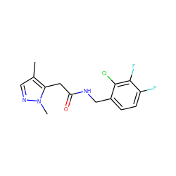 Cc1cnn(C)c1CC(=O)NCc1ccc(F)c(F)c1Cl ZINC000095565884