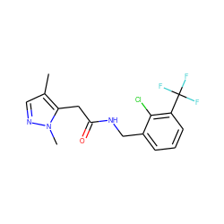 Cc1cnn(C)c1CC(=O)NCc1cccc(C(F)(F)F)c1Cl ZINC000043200450