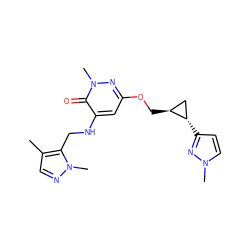 Cc1cnn(C)c1CNc1cc(OC[C@H]2C[C@@H]2c2ccn(C)n2)nn(C)c1=O ZINC000218376184