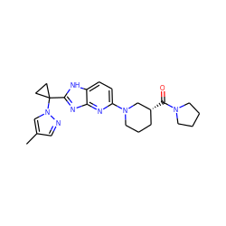 Cc1cnn(C2(c3nc4nc(N5CCC[C@@H](C(=O)N6CCCC6)C5)ccc4[nH]3)CC2)c1 ZINC000221408828