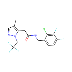 Cc1cnn(CC(F)(F)F)c1CC(=O)NCc1ccc(F)c(F)c1Cl ZINC000095566070