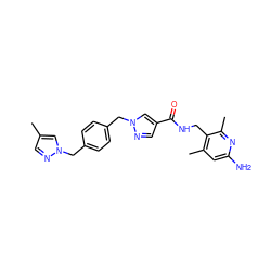 Cc1cnn(Cc2ccc(Cn3cc(C(=O)NCc4c(C)cc(N)nc4C)cn3)cc2)c1 ZINC000114080047