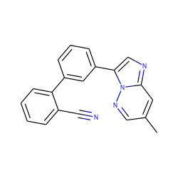 Cc1cnn2c(-c3cccc(-c4ccccc4C#N)c3)cnc2c1 ZINC000013681604