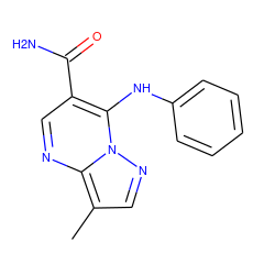 Cc1cnn2c(Nc3ccccc3)c(C(N)=O)cnc12 ZINC000653780516