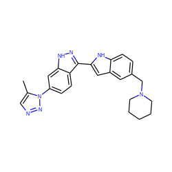 Cc1cnnn1-c1ccc2c(-c3cc4cc(CN5CCCCC5)ccc4[nH]3)n[nH]c2c1 ZINC000014949260