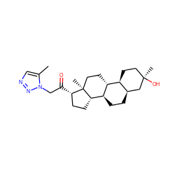 Cc1cnnn1CC(=O)[C@H]1CC[C@H]2[C@@H]3CC[C@@H]4C[C@](C)(O)CC[C@@H]4[C@H]3CC[C@]12C ZINC001772650403