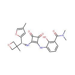 Cc1coc([C@H](Nc2c(Nc3cccc(C(=O)N(C)C)c3O)c(=O)c2=O)C2(C)COC2)c1 ZINC000207353606