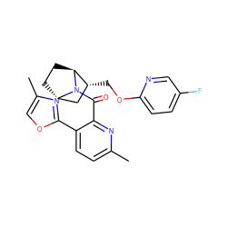 Cc1coc(-c2ccc(C)nc2C(=O)N2[C@H]3CC[C@H]2[C@H](COc2ccc(F)cn2)C3)n1 ZINC000226053656