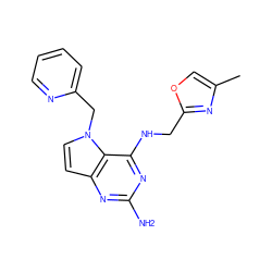 Cc1coc(CNc2nc(N)nc3ccn(Cc4ccccn4)c23)n1 ZINC001772622164