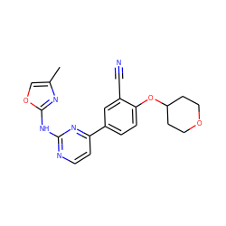 Cc1coc(Nc2nccc(-c3ccc(OC4CCOCC4)c(C#N)c3)n2)n1 ZINC000146590070